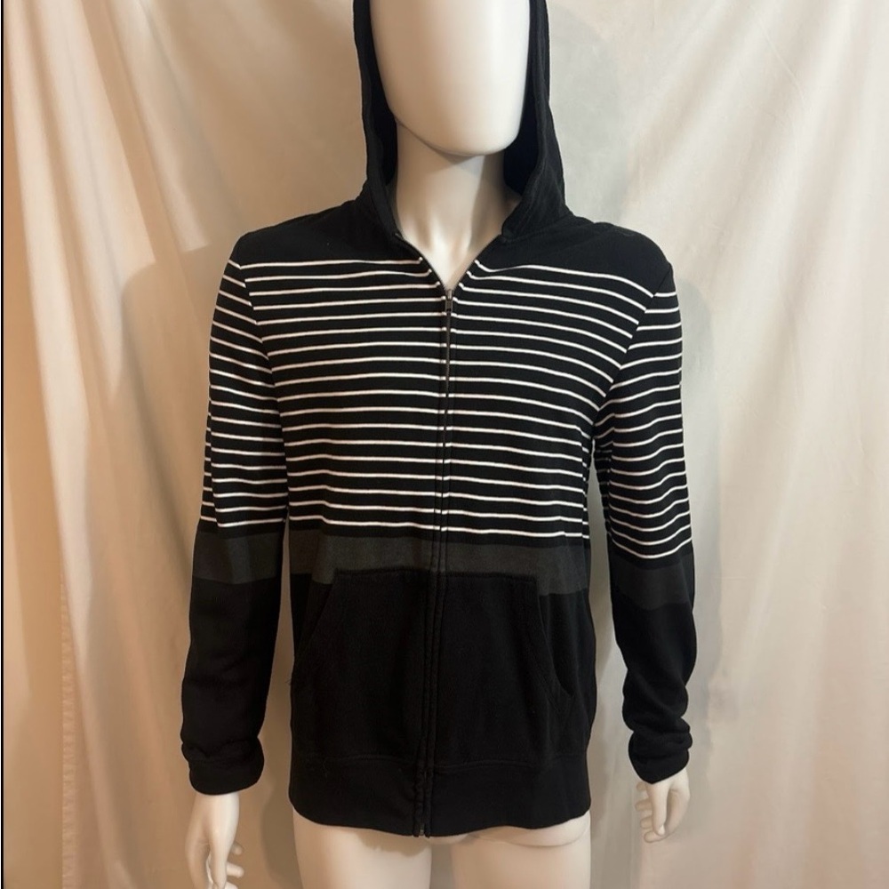 On the Byas Black and White Zip-Up Sweater